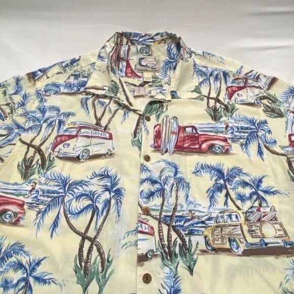 Blue Water Wear Button Up Men's Large Cream Rare Volkswagen Surf Van Beach Shirt - Picture 16 of 16